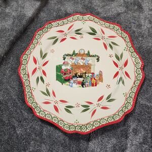 Temptations by Tara Hand painted large Christmas platter scalloped edges U